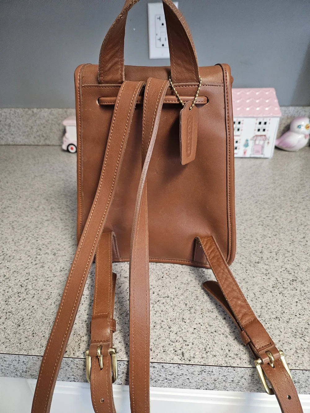 Coach Related 9960 Vintage Brown Made IN USA Grab  Leather Used